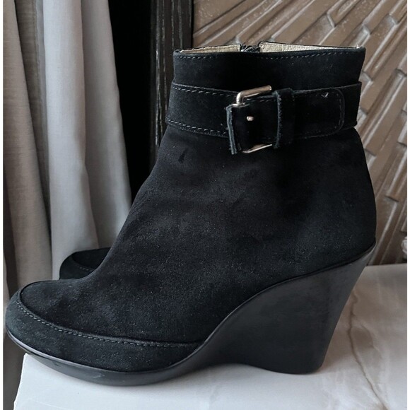 You By Crocs Leather Suede Ankle Boots Bootie Wedge Heels Zip Closure Wmn 10 - Picture 1 of 11